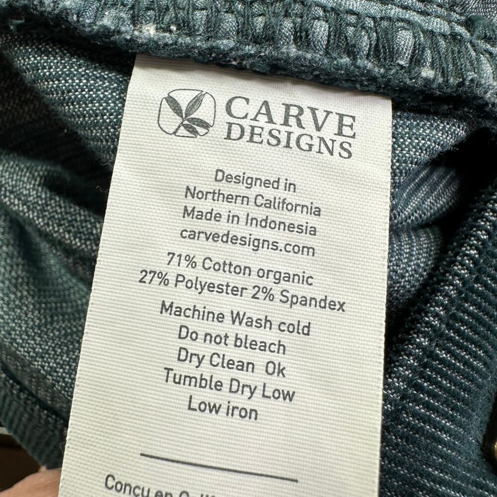 Carve Designs Skyler Pants Womens 6 Green Teal Skinny Corduroy Organic Cotton - Picture 6 of 13